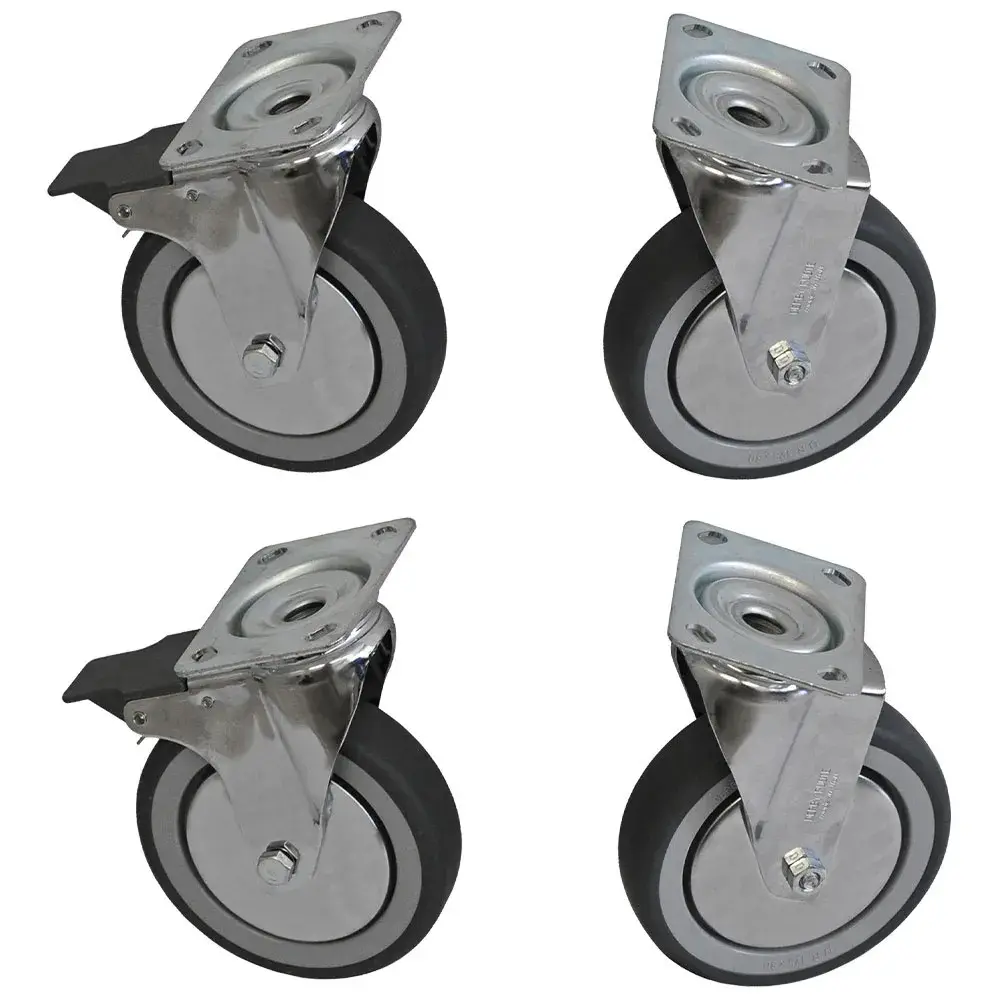 4 Wielen kit in RVS voor kast, 2 met rem - Main Image