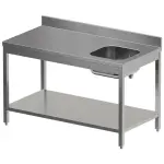 Chef-tafel met onderblad, spoelbak rechts + achteropstand - Main Image