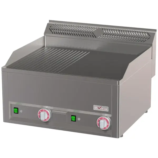 Dubbele elektrische kookplaat, 1/2 geribbeld 1/2 glad -Top- - Main Image