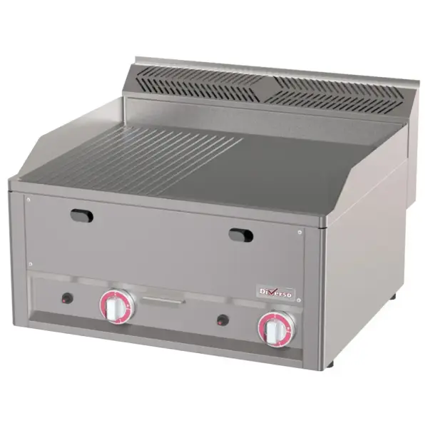 Dubbele gas kookplaat, 1/2 glad 1/2 geribbeld -Top- - Main Image