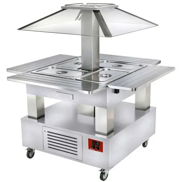 Eiland Buffet - Salad bar, gekoeld, 4x GN 1/1-150 (wit hout) - Main Image