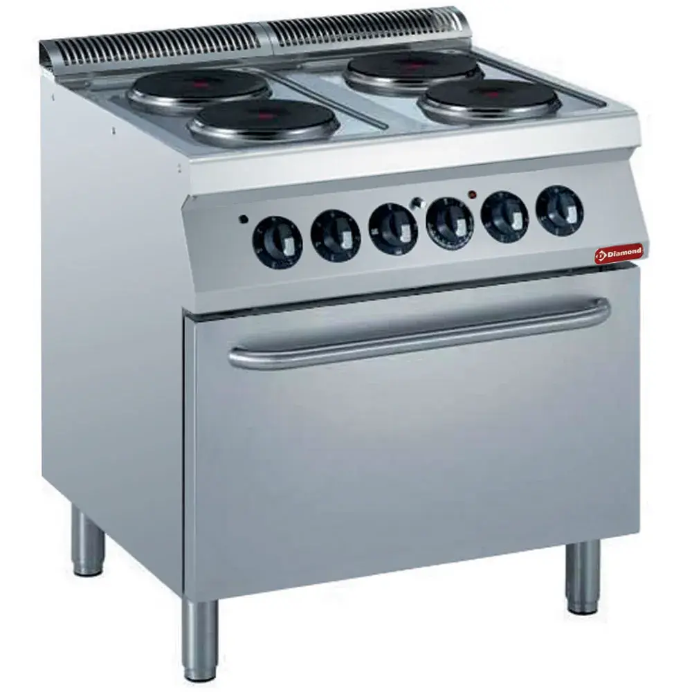Elektrisch fornuis 4 platen, elektrische oven GN 2/1 - Main Image