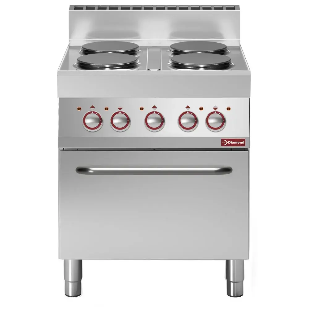 Elektrisch fornuis met 4 ronde kookplaten met convectie-oven GN 1/1 - Main Image
