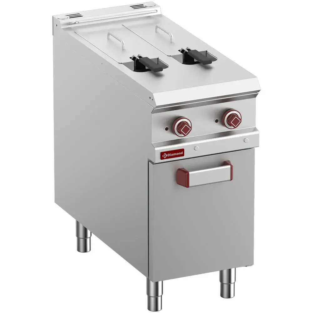 Elektrische friteuse 2 kuipen 8liter op gesloten kast - Main Image