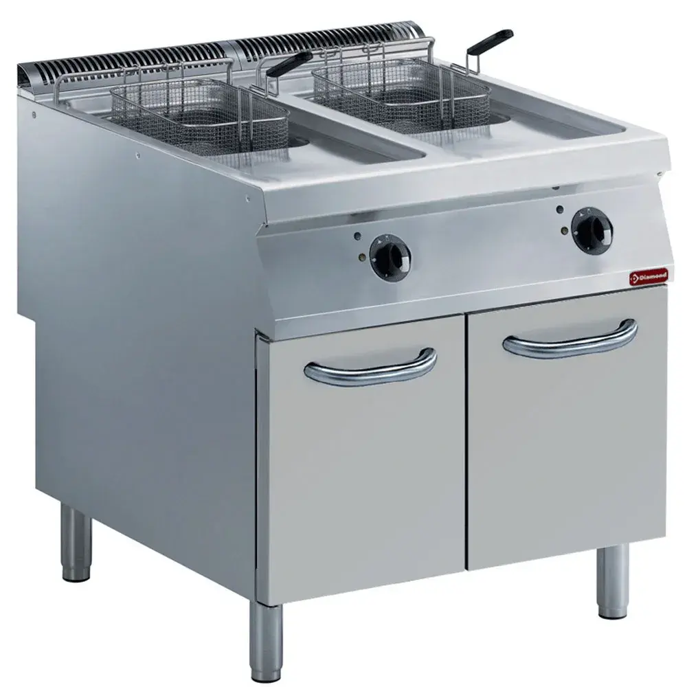 Elektrische friteuse 2 kuipen "Y" 15 lit., buitenkant branders, op meubel - Main Image