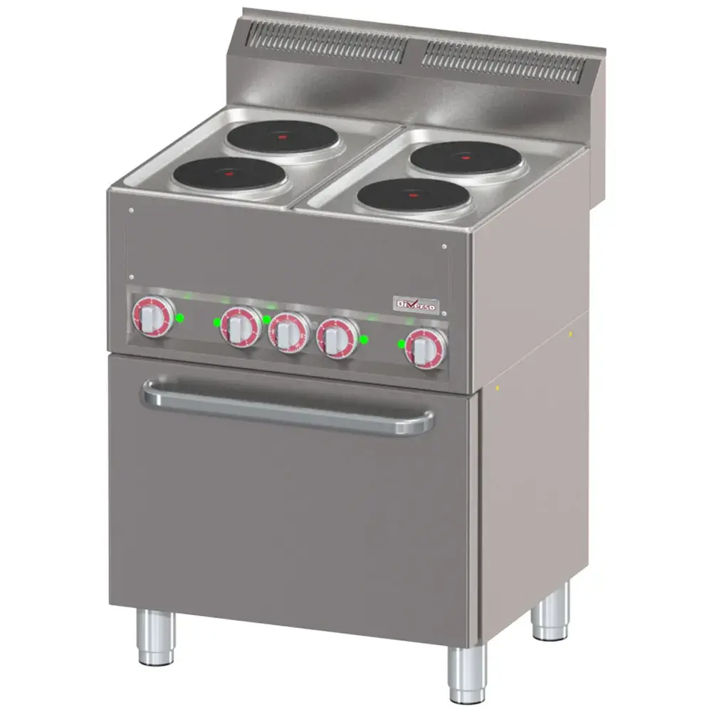 Fornuis met 4 elektrische kookplaten op conventieoven GN1/1 - Main Image