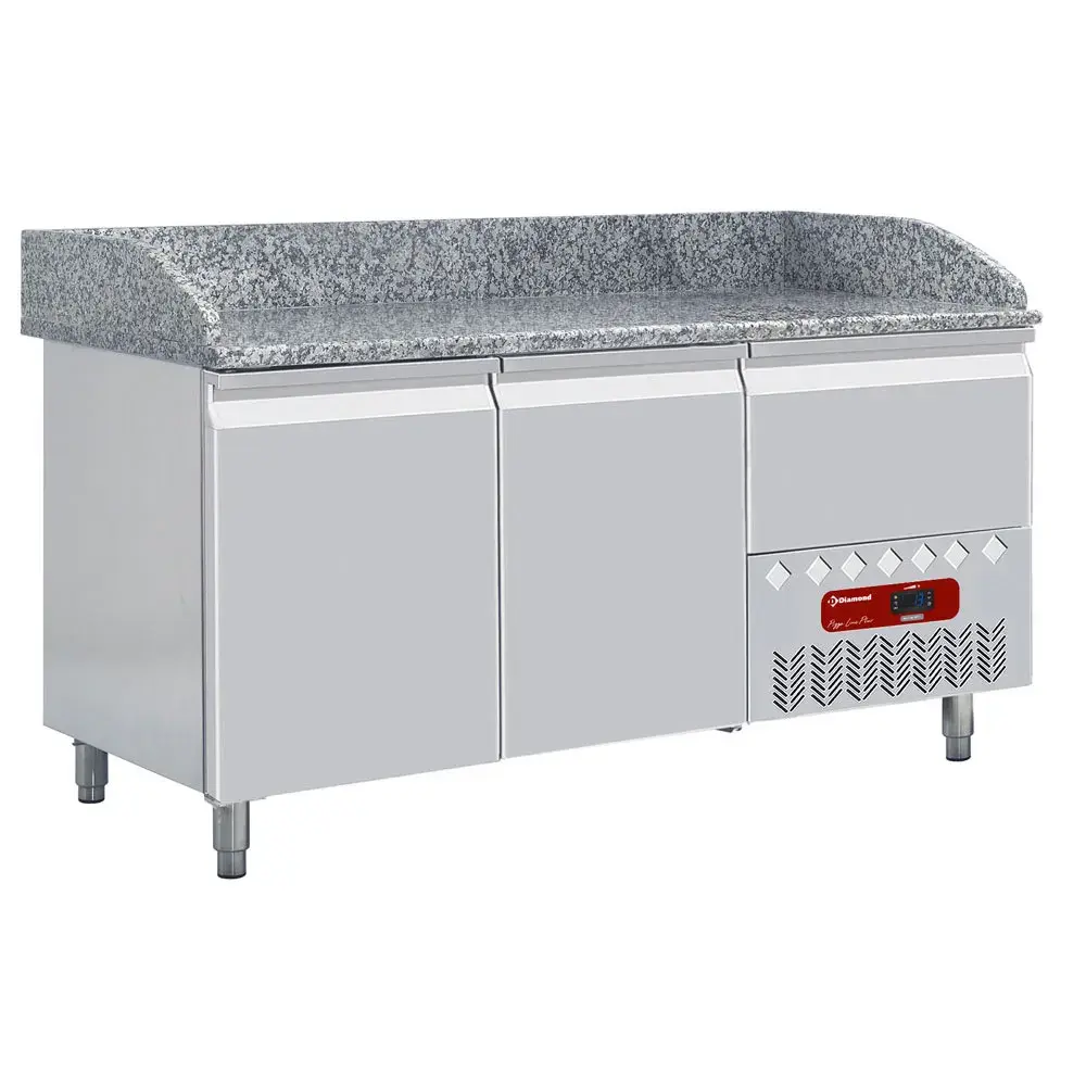 Frigotafel, 2 deuren 600x400 mm en 1 neutrale laden (4x bakken 600x400)+Kit van 6 "verzinkte" zwenkwielen voor tafels, 2 met rem - Main Image