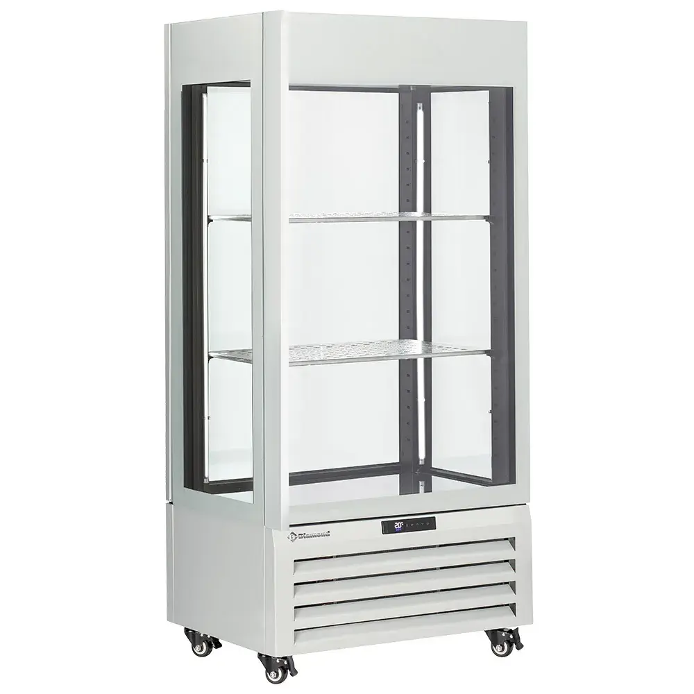 FULL glazen vitrine" 600 liter, 1 niveau + 2 planken, geventileerd - WINE - WIT - Main Image