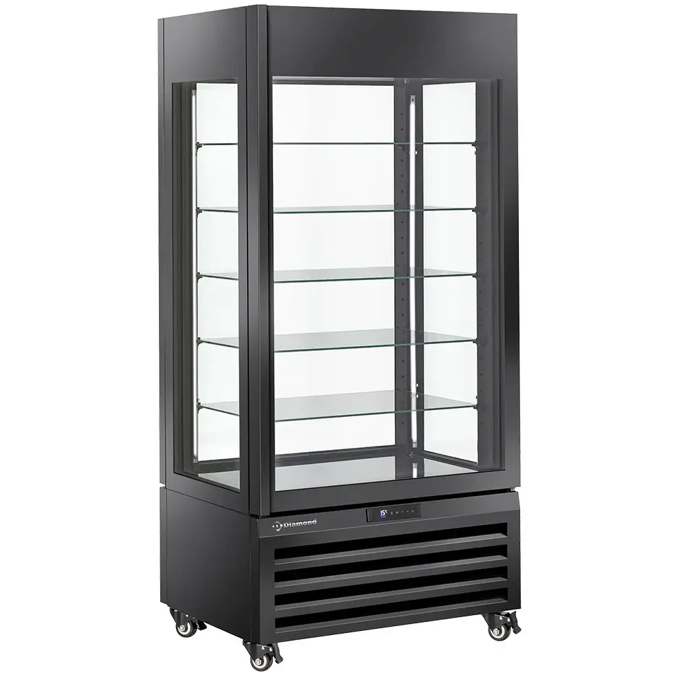 FULL glazen vitrine" 600 liter, 5 glazen niveaus, geventileerd - CHOCOLATE - ZWART - Main Image