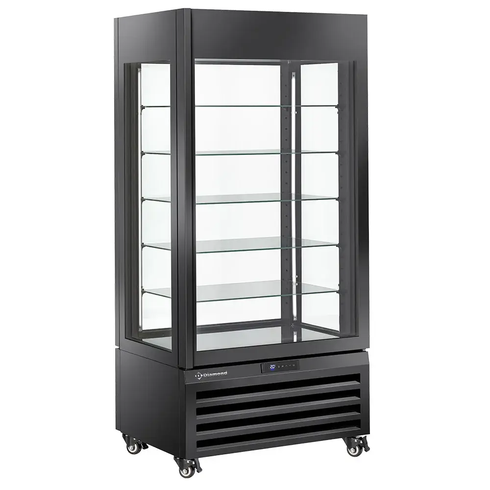 FULL glazen vitrine" 600 Lt., 5 glazen niveaus, geventileerd - ICE CREAM & PASTRY - ZWART - Main Image