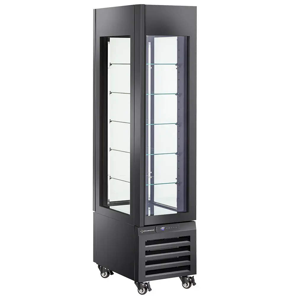 FULL Vitrine 260 Lt., 5 glazen niveaus, geventileerd - PASTRY - ZWART - Main Image