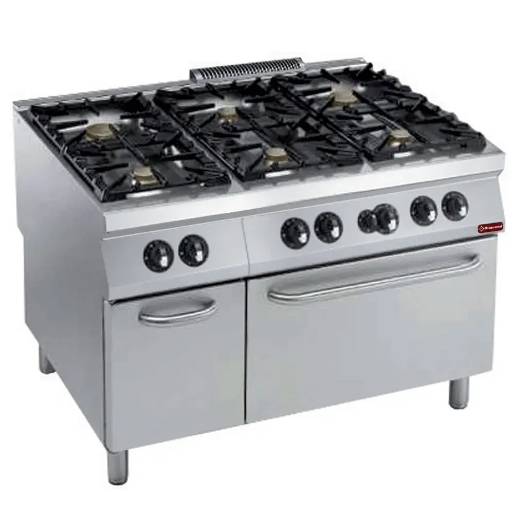 Gasformuis 6 branders, gasoven GN 2/1, armoire neutre - Main Image