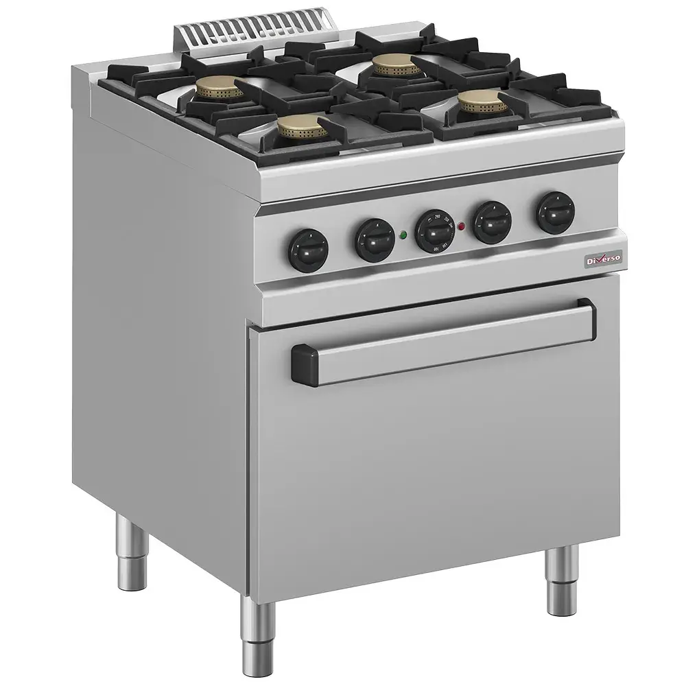 Gasfornuis 4 branders, elektrische convectie-oven GN 1/1 - Main Image