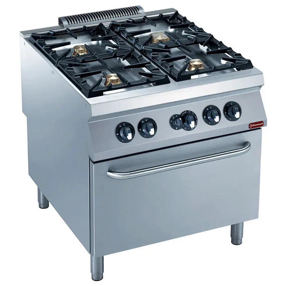 Gasfornuis 4 branders, gasoven GN 2/1 - Main Image