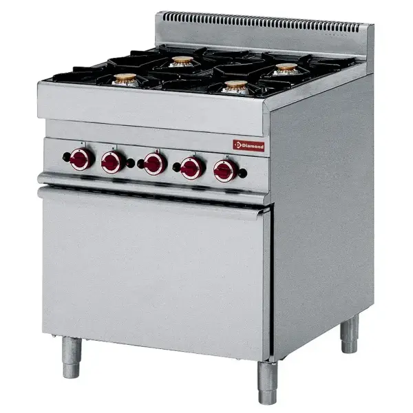 Gasfornuis 4 branders met elektrische convectie-oven GN 1/1 - Main Image