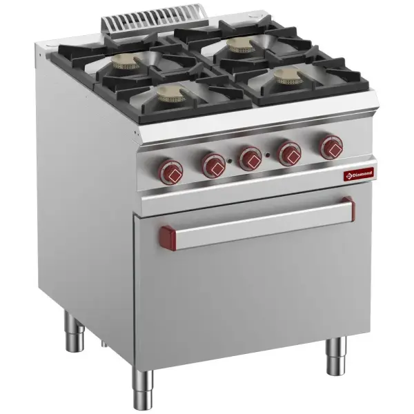 Gasfornuis 4 gasbranders, elektrische oven GN 2/1 - Main Image