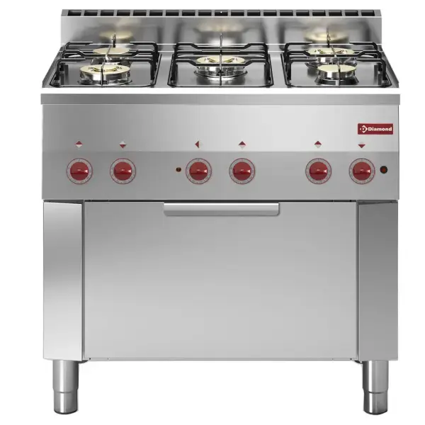 Gasfornuis 5 branders en elektrische convectie-oven GN 1/1 - Main Image