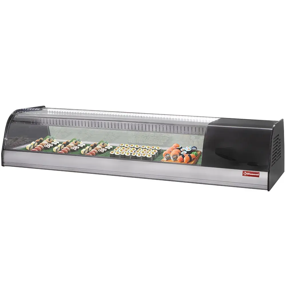 Gekoeld uitstalraam voor sushi, dubbele geperforeerde bodem (inclusief) - Main Image