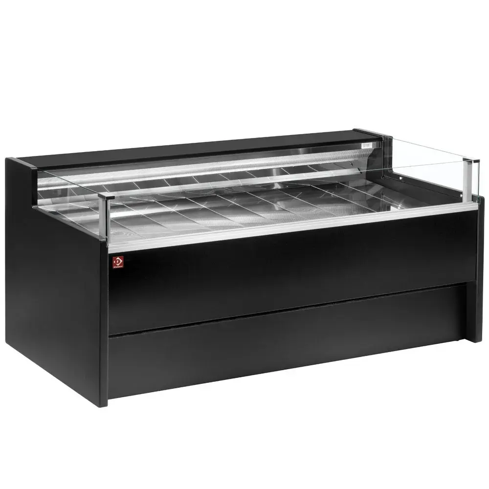 Gekoelde toonbank met glas Self-service, geventileerd, , met reserve - ZWART - Main Image