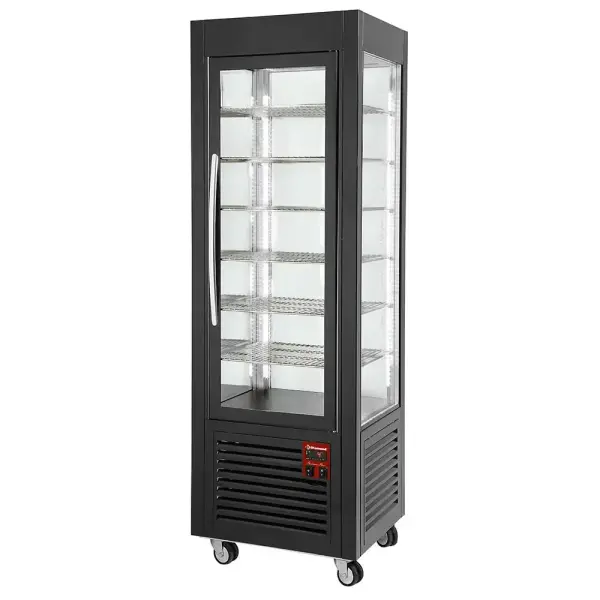 Gekoelde vitrine, 5 roosters, geventileerd, 360 LT, Zwart - Main Image