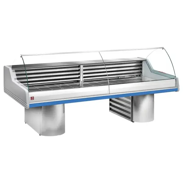 Gekoelde vitrine toonbank met gebogen ruit, op sokkels - Main Image