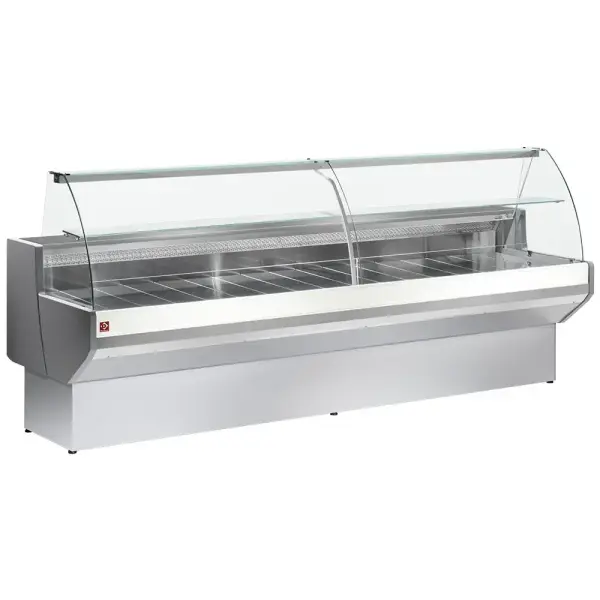 Gekoelde vitrinetoonbank met gebogen ruiten, met reserve - GRIJS/WIT - Main Image