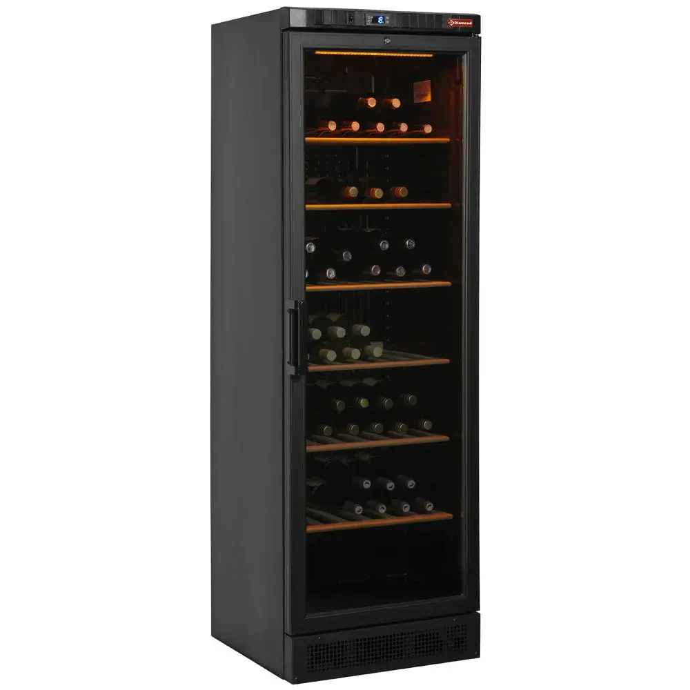 Geventileerde wijnkast vitrine, 380 liter, ZWART - Main Image