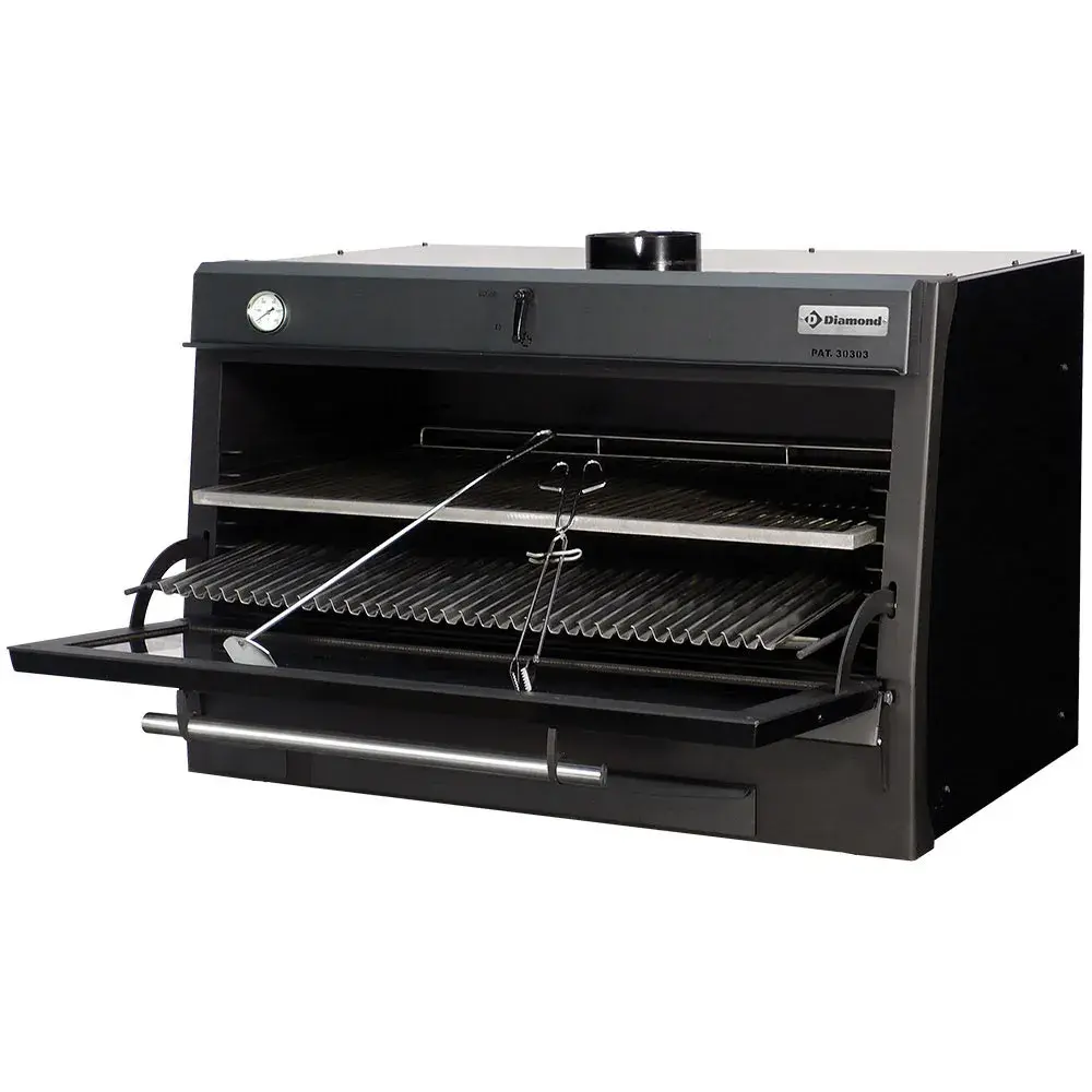 Houtskooloven-BBQ, GN 2/1 + GN1/1 (120 Kg/h)/Zwart - Main Image