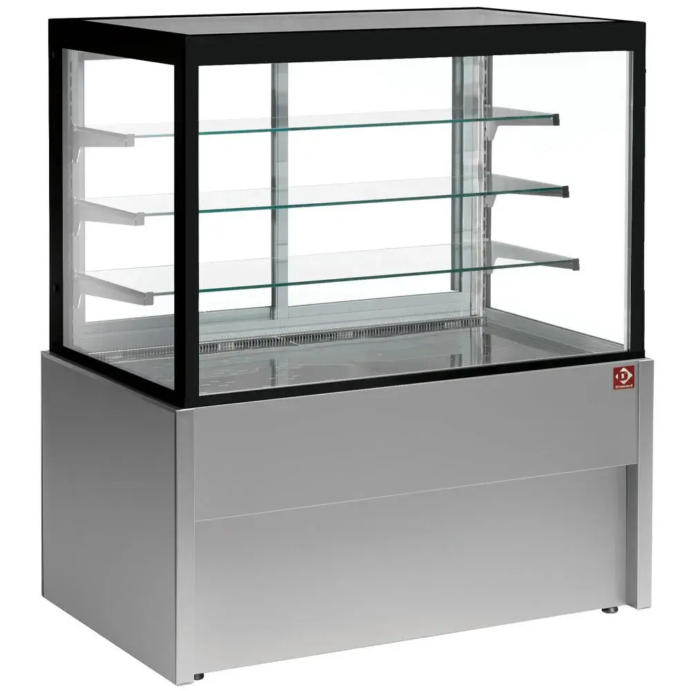 Panoramische uitstaltoonbank, verwarmd, 4 niveaus, zonder reserve - GRIJS - Main Image