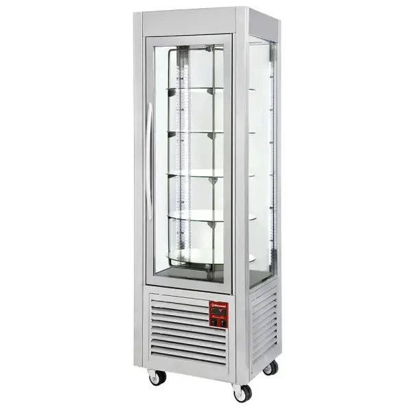 Panoramische vitrine, 5 draaiende plateaus, 360 LT, RVS. - Main Image