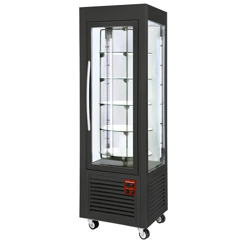 Panoramische vitrine, 5 draaiende plateaus, 360 LT, Zwart - Main Image