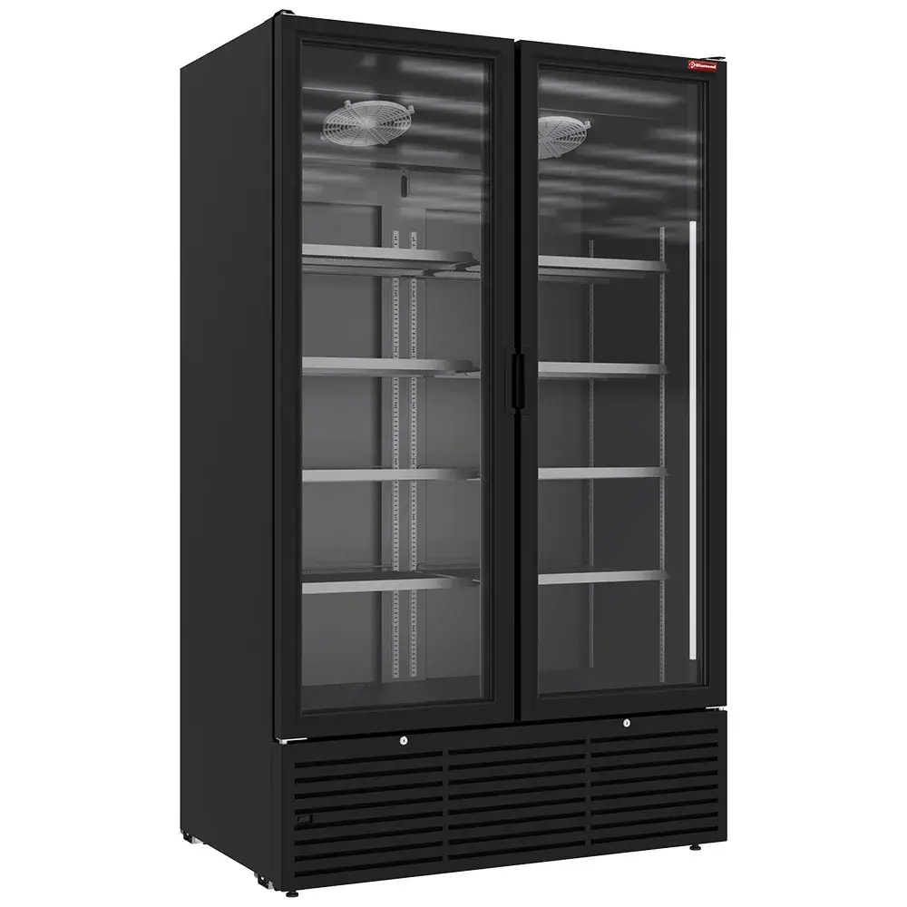 Positieve gekoelde vitrine 1142 liter, 2 draaideuren - ZWART - Main Image