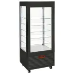 Vitrine 4 zijden T° negatief, 5 niveaus in glas, geventil, 480 Lit., ZWART - Main Image