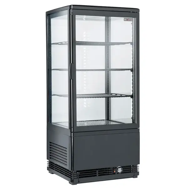 Vitrine tafelmodel geventileerd, 4 glazen zijden, 4 niveau, 80 litres - "Zwart" - Main Image